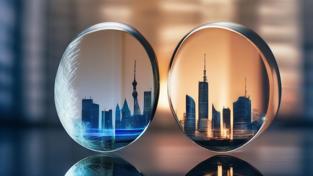 Europe and Asia skyline split with energy flame